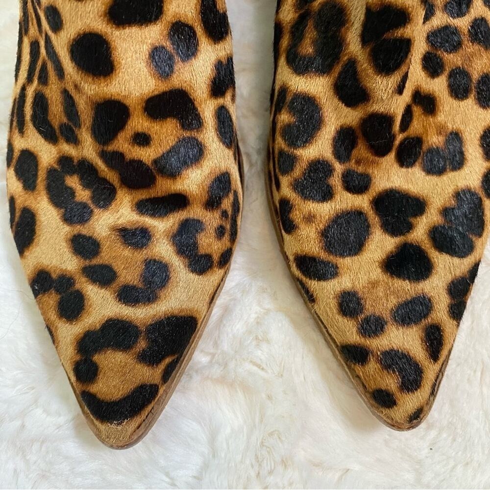 Sole Society Womens Heeled Ankle Bootie Size 6 Laurelah 2 Leopard Print Cow Hair - Picture 5 of 13